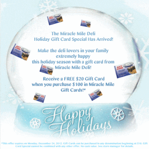 Miracle Mile Gift Card Holiday Special